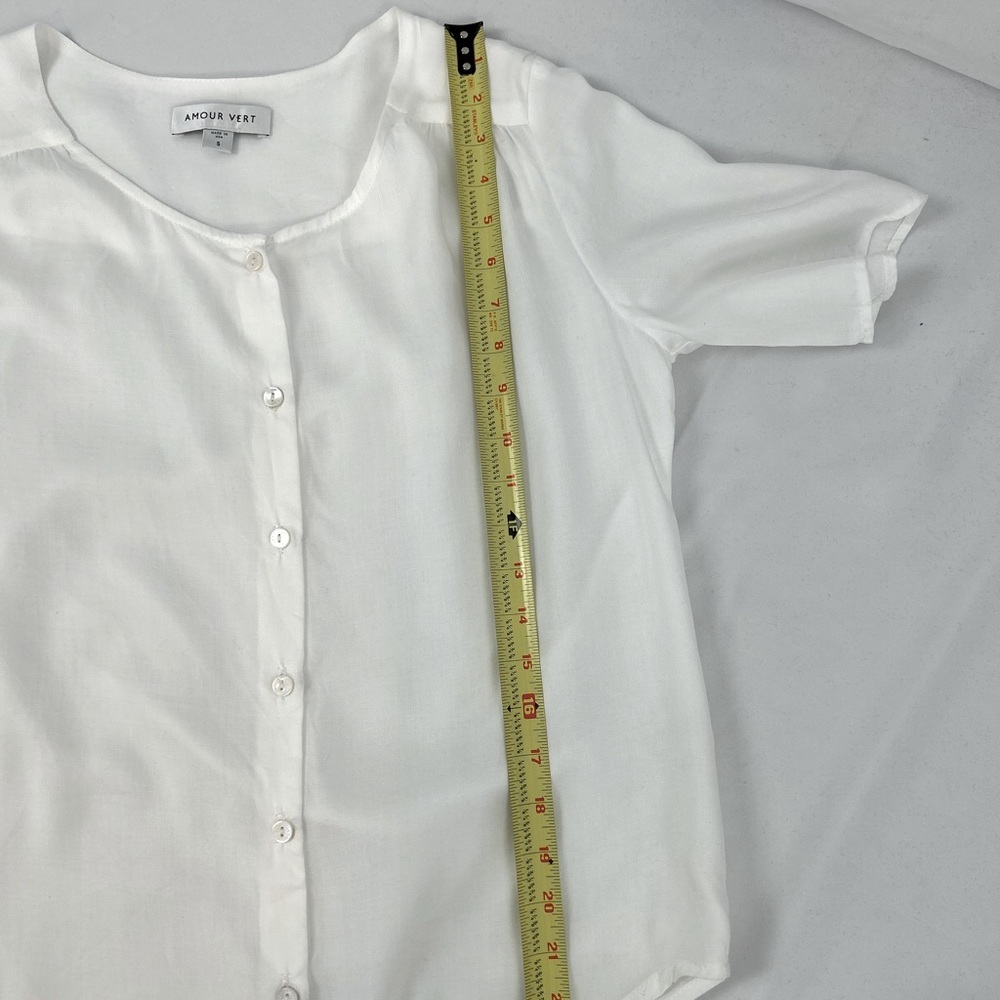Amour Vert Tencel Button Front Short Sleeved Blou… - image 8